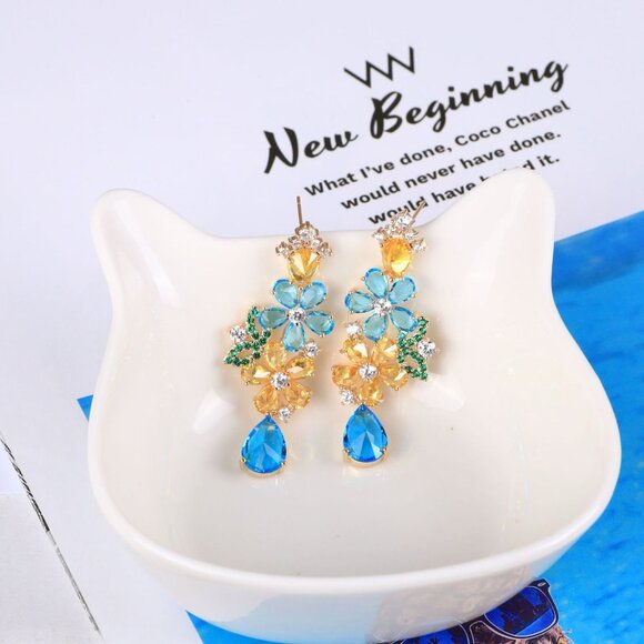 Utena flower drop butterfly earrings - Picture 4 of 7